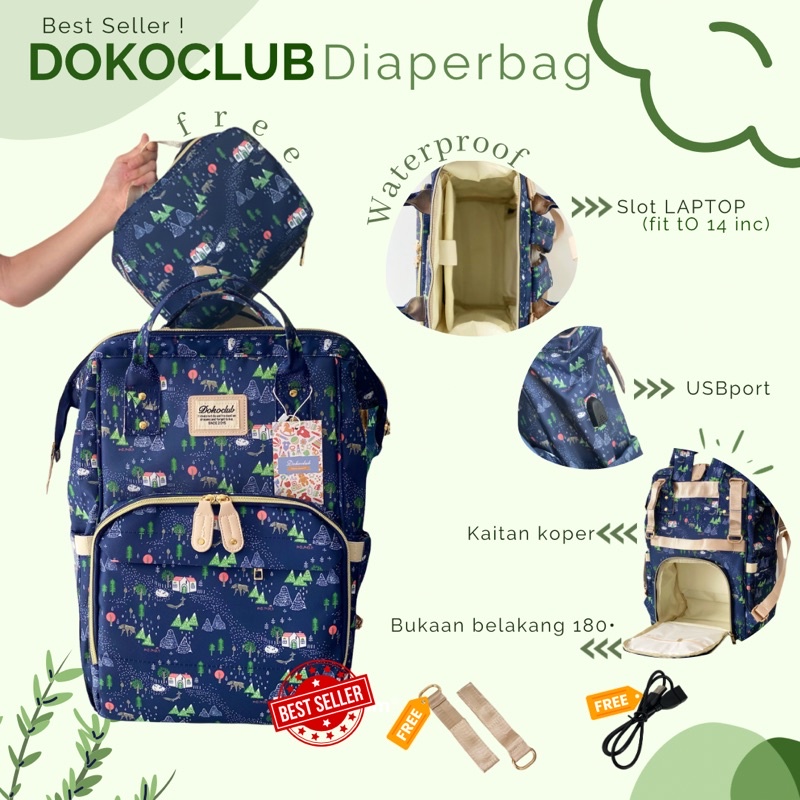 11.11 BIG SALE !! TAS DIAPER BAG / TAS BAYI DOKOCLUB DIAPERBAG (INC POUCH PORTABLE)