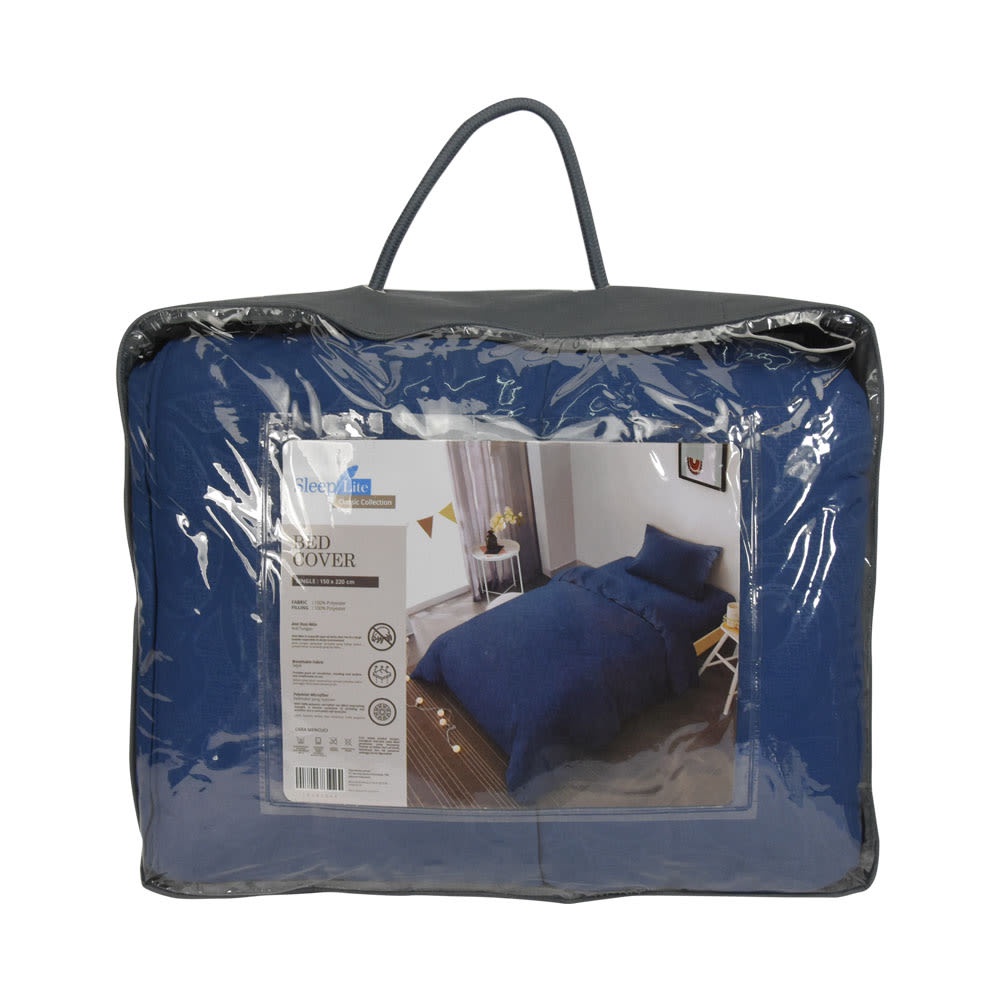 Seprai Bed Cover Emboss Set 4 Pcs 120x200 Cm - Biru Sleep