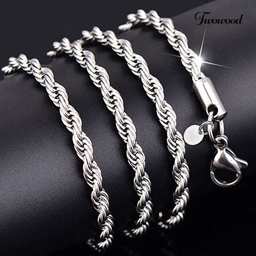 Kalung Rantai Twist Bahan Sterling Silver 925 Untuk Pria Dan Wanita