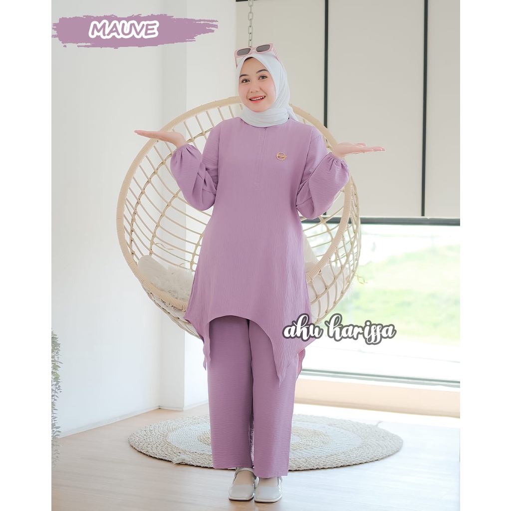 Klarita One Set/ Set Celana Aku Karissa Original/ Set Celana Bahan Cringkle