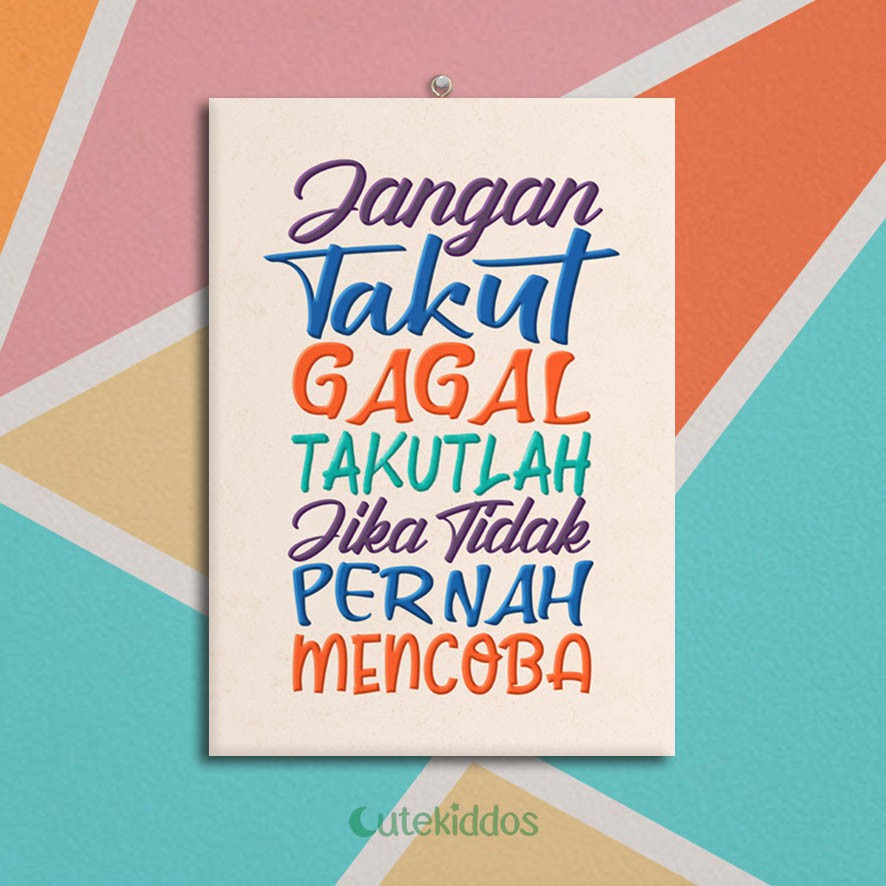 Hiasan Dinding Dekorasi Poster Quotes Motivasi Bingkai Kayu Jangan Takut Gagal Wall Decor Shopee Indonesia