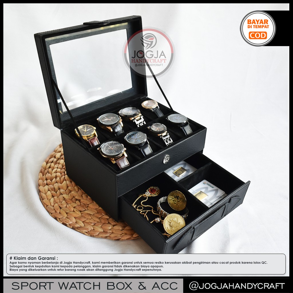 Box Kotak Jam Tangan Jumbo isi 8 mix Laci Tempat Perhiasan Susun / Box penyimpanan jam / Watch Box