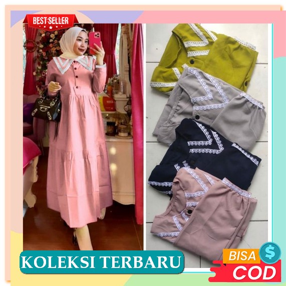 Baju Gamis Wanita Remaja Model Sekarang Terlaris Remaja Busui Satin W3E5 Ceruty Viral Tiktok Rayon M