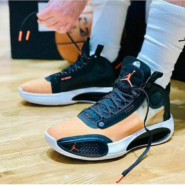 Sepatu Nike Air Jordan 34 Black Orange White Hitam Oren Putih Premium original sneakers