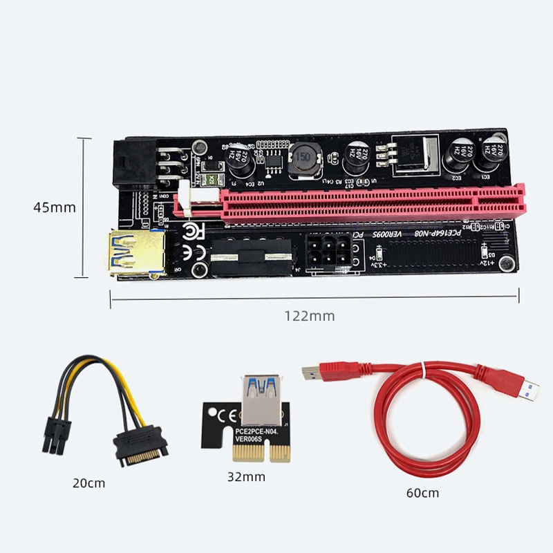 Usb 3.0 Gpu Dengan 6 Pin Interface Papan Ekstender Pci-E Riser/Papan Adapter Extender Riser Card/Pci-E Papan Adapter Riser Card Extender