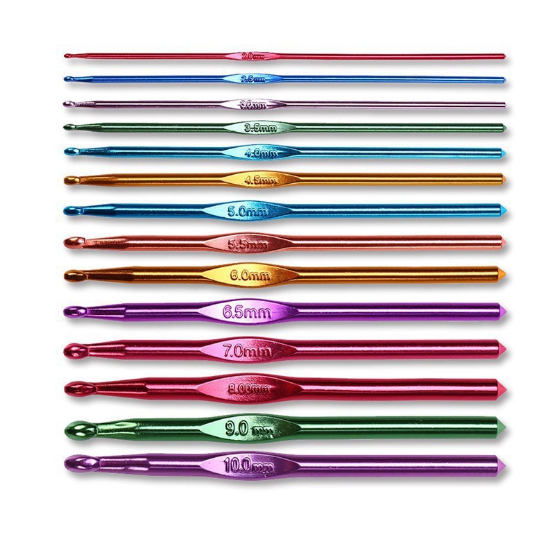 Jarum Rajut Hakpen Alumunium Warna Warni (14pcs)