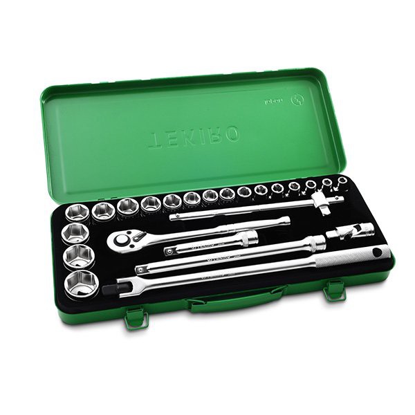 Tekiro kunci sock set setengah inch DR 24pcs 8-32mm box besi socket set