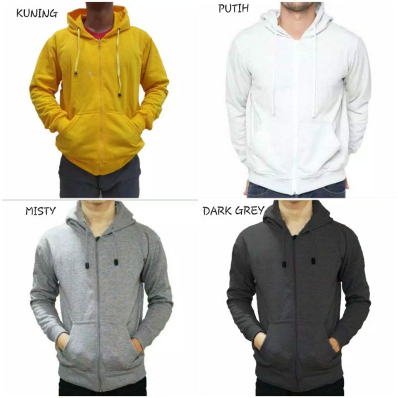 SWEATERPOLOS UNISEX HOODIE ZIPER PUTIH