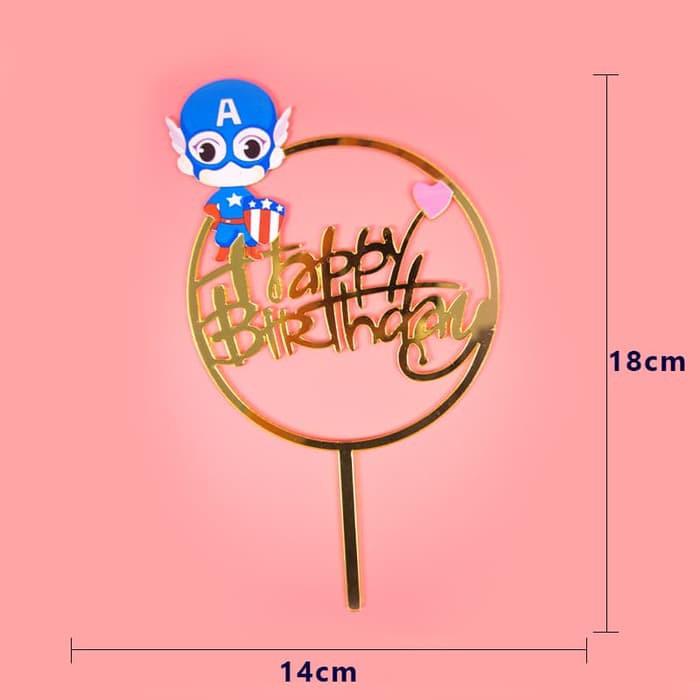 CAKE TOPPER ACRYLIC KARAKTER HAPPY BIRTHDAY HIASAN CAKE TOPPER MURAH