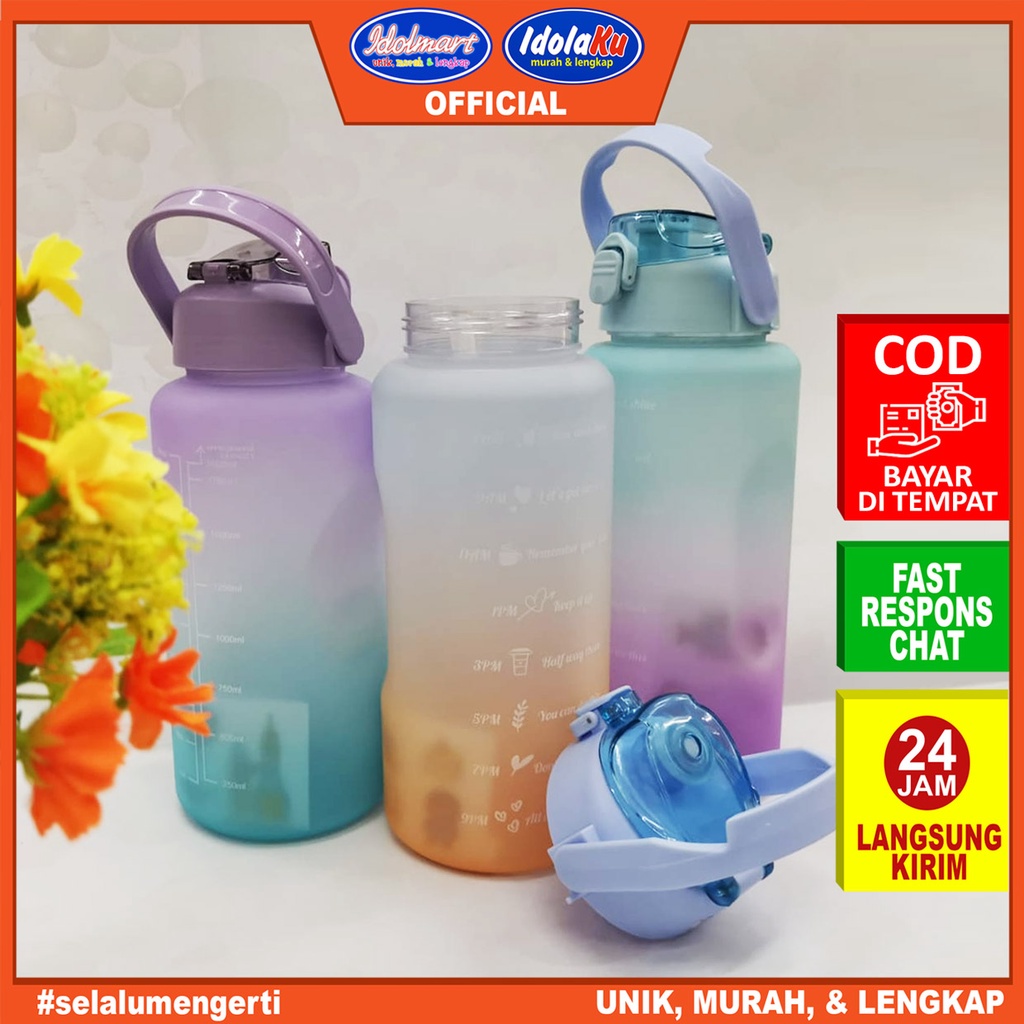 IDOLAKU Botol Minum Tritan 2000ml Botol Minum Motivasi 2 lt