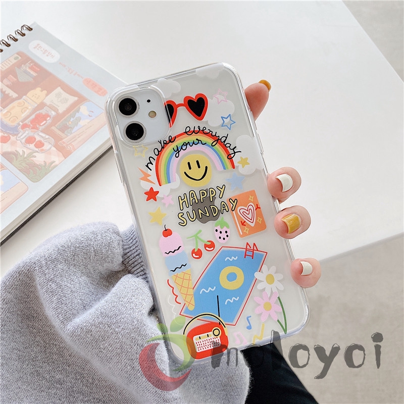 Soft Case Bahan Tpu Motif Kartun Pelangi Untuk Iphone