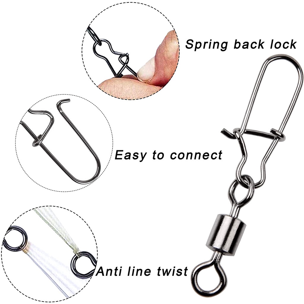 50pcs Konektor Memancing Pin Bearing Rolling Putar Stainless Steel Aksesoris Memancing