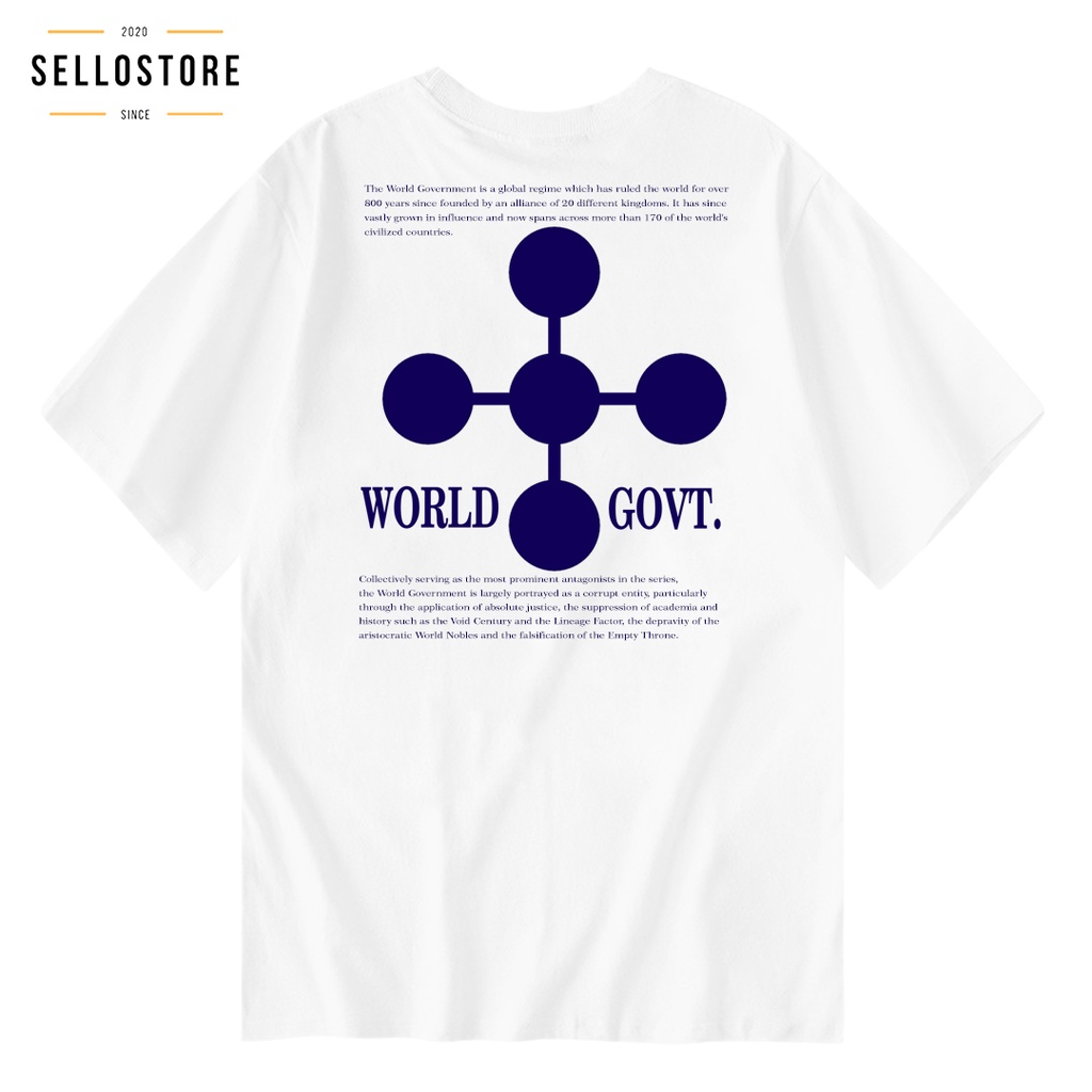 Kaos Anime One Piece THE WORLD GOVERNMENT Kaos One Piece Original Baju Wibu Distro Jepang One Piece 
