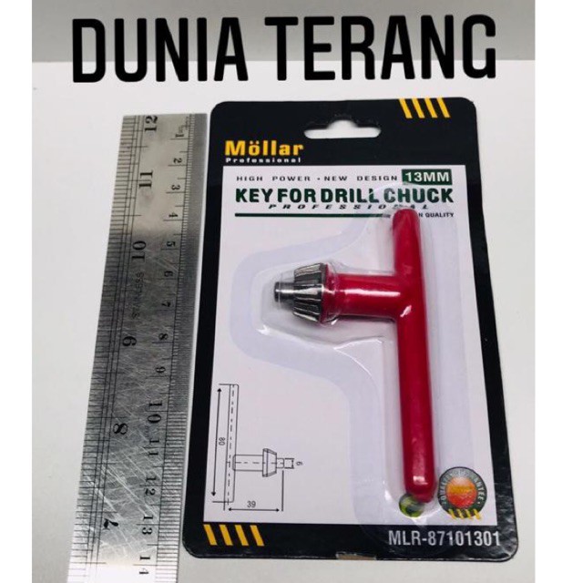 Kunci Kepala Bor Listrik MOLLAR 10 mm 13 mm - Mata Kunci Bor 10mm 13mm - Key For Drill Chuck