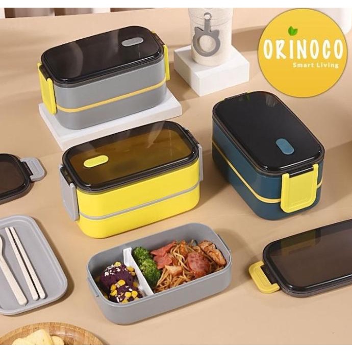 

Baru! Lunchbox Orinoco Double Layer Or-0301A // Kotak Makan 2 Susun - Grey