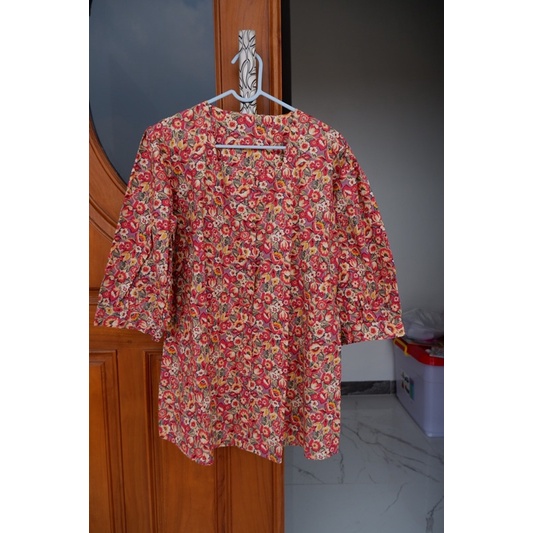 [Preloved] Dress Wanita Oversize Motif Bunga-Bunga / Dress Cantik Murah Second Size Besar