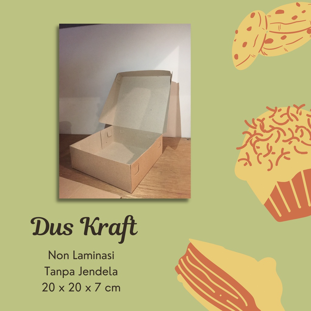 

Dus Kraft Non Laminasi Tanpa Jendela 20x20x7 cm dus kotak / dus roti / dus nasi / dus kue