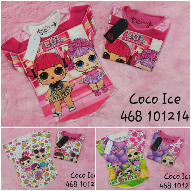 Kaos anak perempuan Coco Ice motif LOL