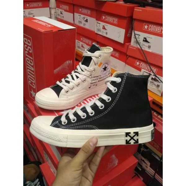 COD Sepatu converse X OFF WHITE High Black and Cream Premium-1