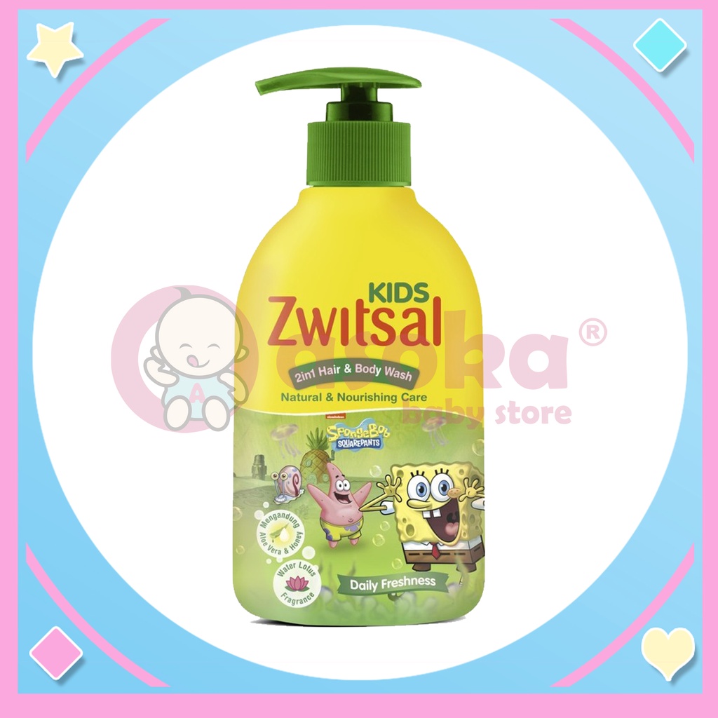 Zwitsal Kids 2-IN-1 Hair And Body Natural &amp; Nourishing Care Green 250ml / 280ml ASOKA