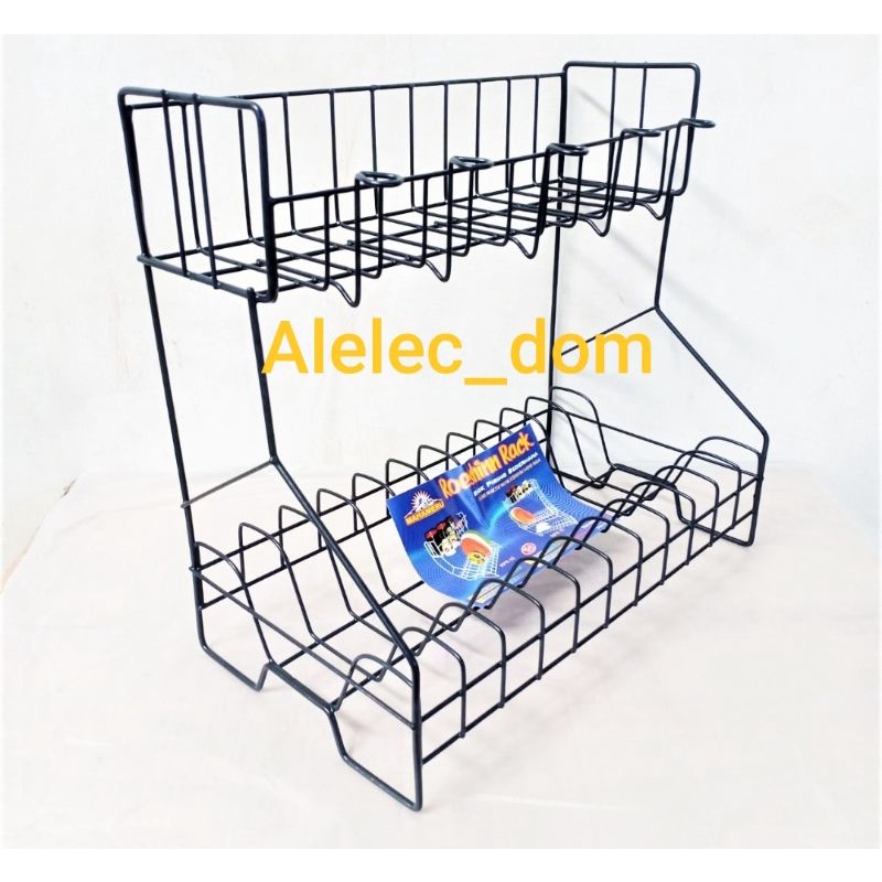 Rak Piring Melamin 2 Susun + Gantungan Gelas