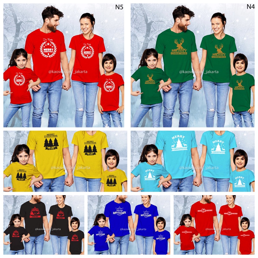 GRATIS NAMA, Kaos Natal Couple Set Keluarga Ayah Ibu Anak/Baju Natal/T-shirt Natal 2021 Terbaru Anak