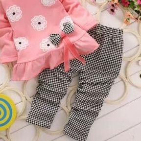 Setelan Anak Perempuan Model Terbaru Stelan Baju Anak Cewek 2-5 Thn Fashion Korea Kaos Celana A FLOW