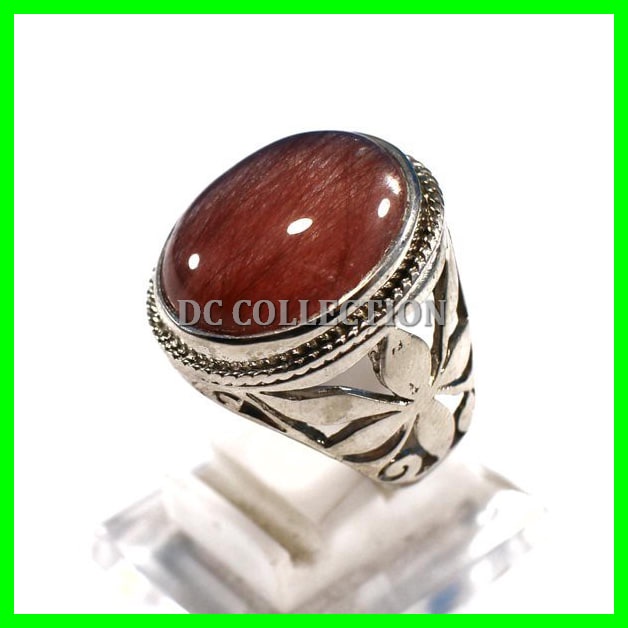 CINCIN BATU AKIK NATURAL KECUBUNG RAMBUT MERAH QUARTZ SUPER