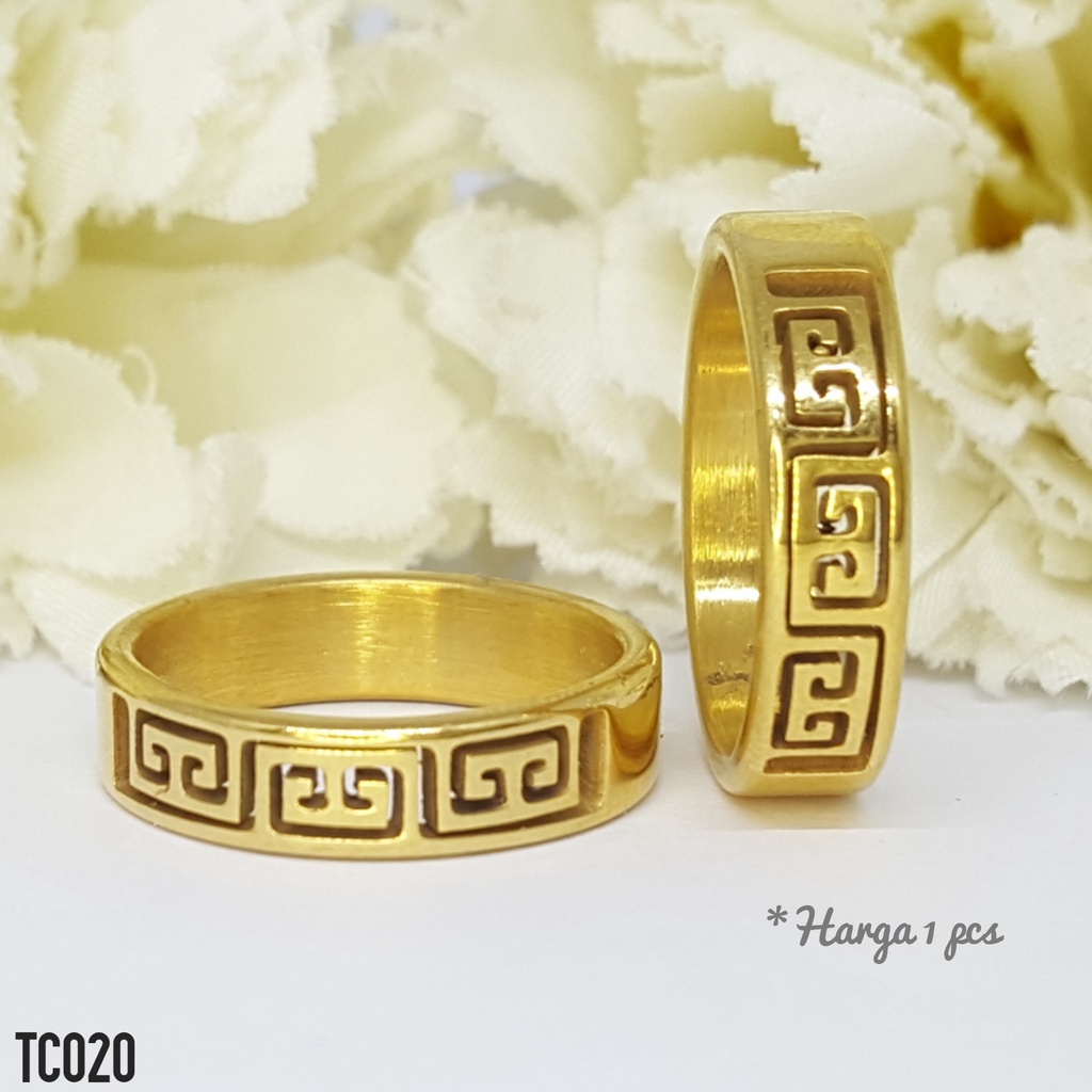 PGX Cincin Titanium Couple Hitam Aksesoris Fashion Perhiasan Anti Karat - TC020