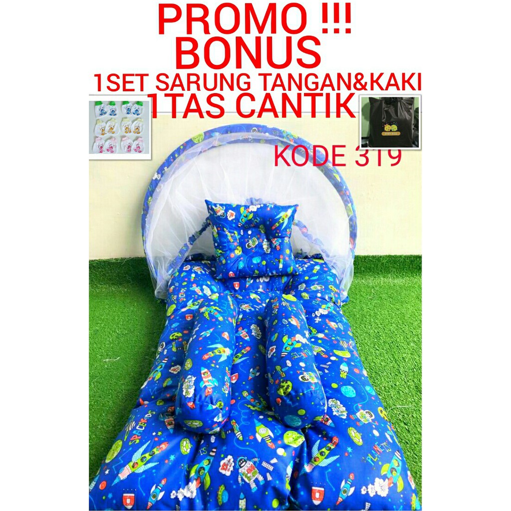 Tempat Tidur Bayi Kasur Kelambu | Kasur Bayi Lipat Kelambu Anti Nyamuk | Perlengkapan Tidur Bayi Set