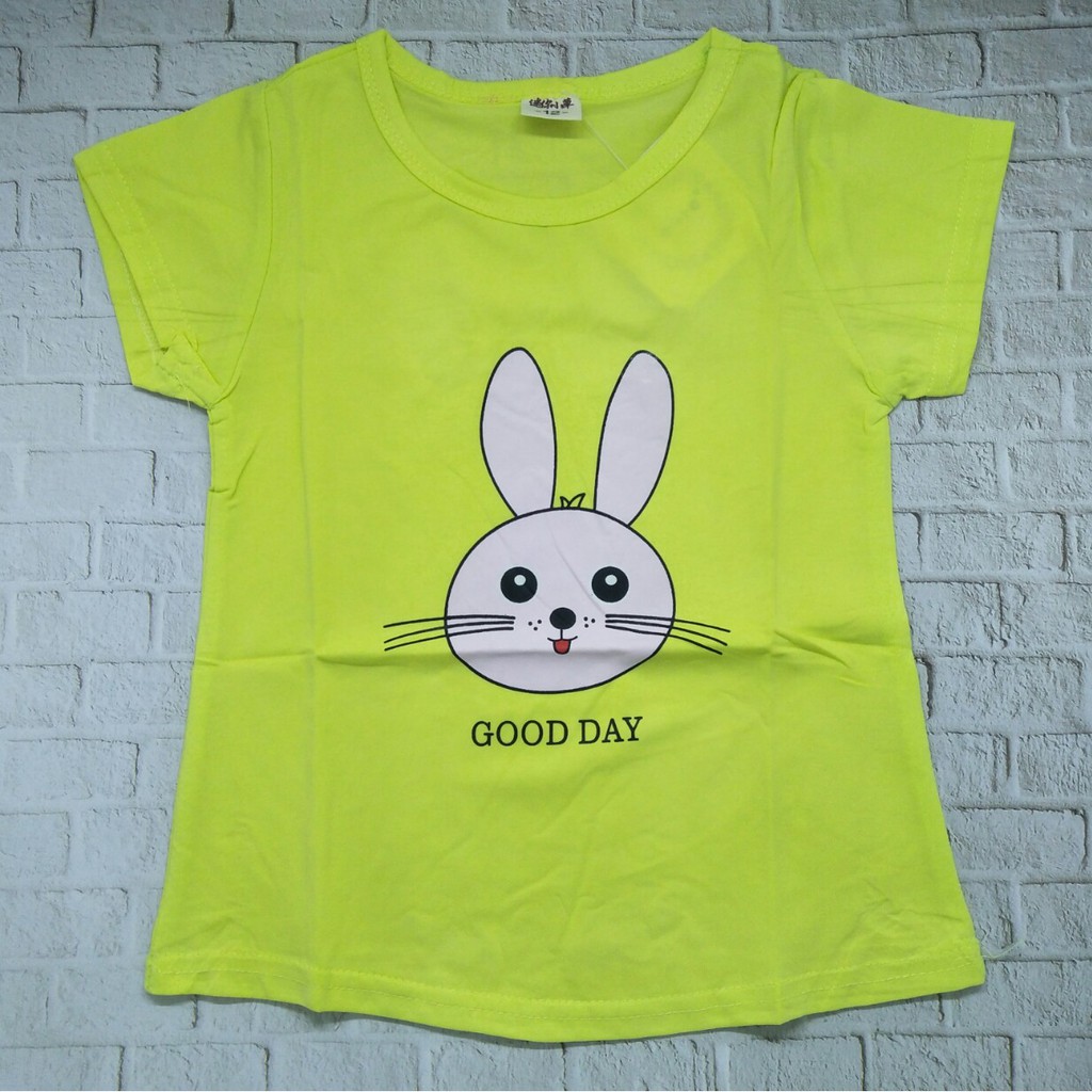 kaos / Baju anak perempuan unisex murah usia 1-5 Thn 100% import gambar GOOD DAY TSHU05