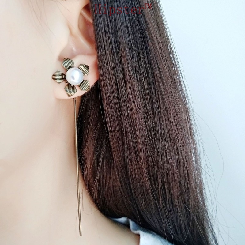 Best Selling Fashion Long Tassel Personality Simple Petal Pearl Earrings