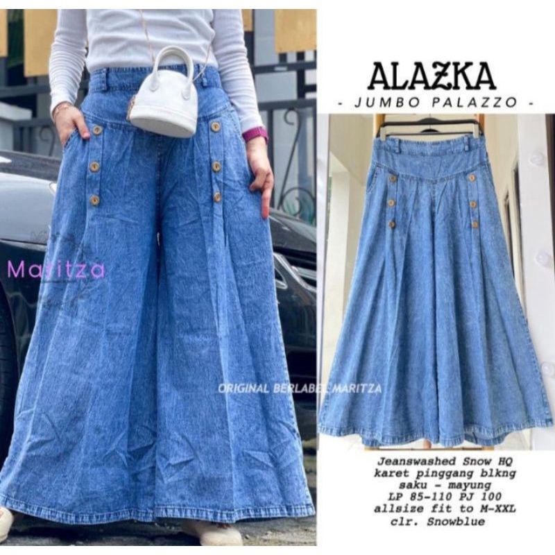 Alazka Kulot jeans Palazzo Celana Jeans Jumbo