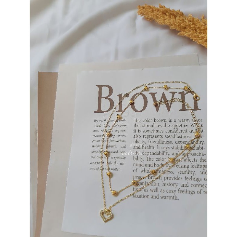 Love double layered necklace / kalung love warna gold