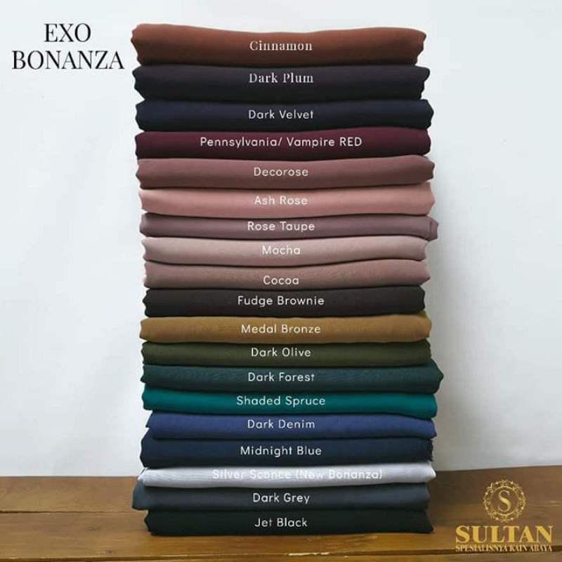 Kain Sultan Abaya Indonesia Exo Bonanza warna lengkap