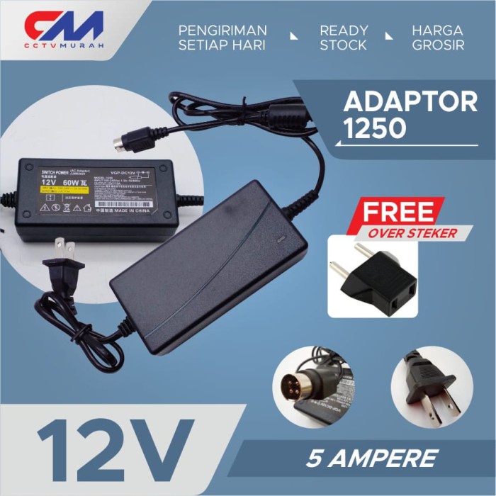 Unik Adaptor 12V / 5A 4Pin Adaptor 12 Volt 5Amper 4Pin Adaptor Hik Hot Sale