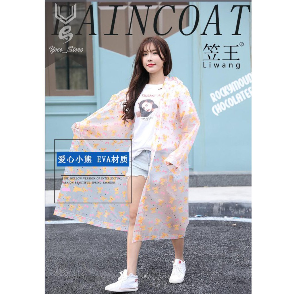 Jas Hujan Wanita Motif Lucu LIWANG Import Transparan Raincoat EVA