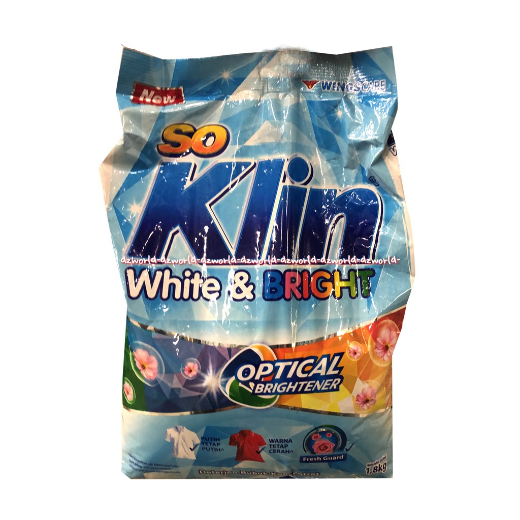 So Klin White &amp; Bright 1.8kg Sabun Cuci Bubuk Untuk Pakaian Baju Putih Bewarna Soklin 1.8 kg Sabun Cuci Baju Detergen Detergent Bubuk