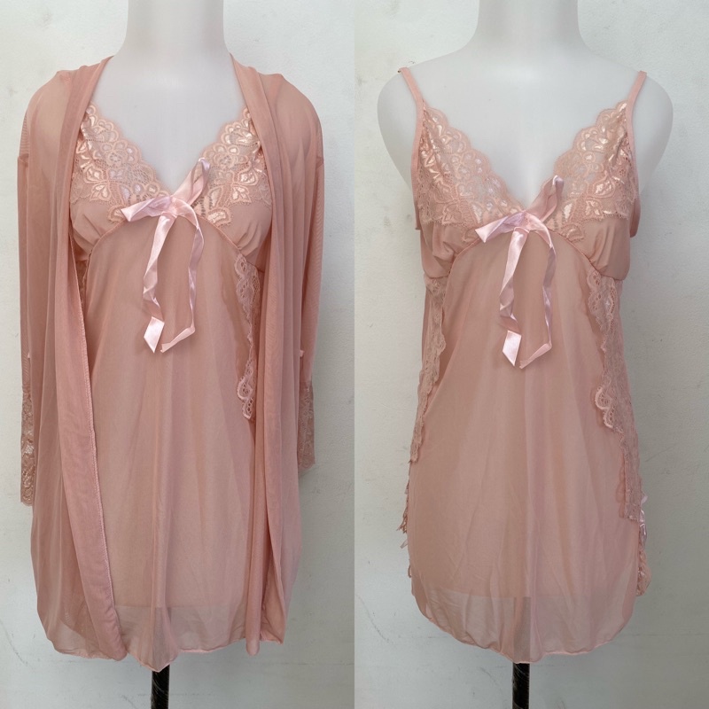 Satu set sexy lingerie kimono baju tidur seksi lingerie wanita sleepwear lingerie 075-Cream