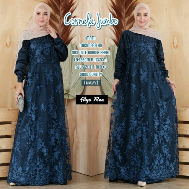 Cornela jumbo gamis tile mewah LD120 mat maxmara mix tile bordir mutiara