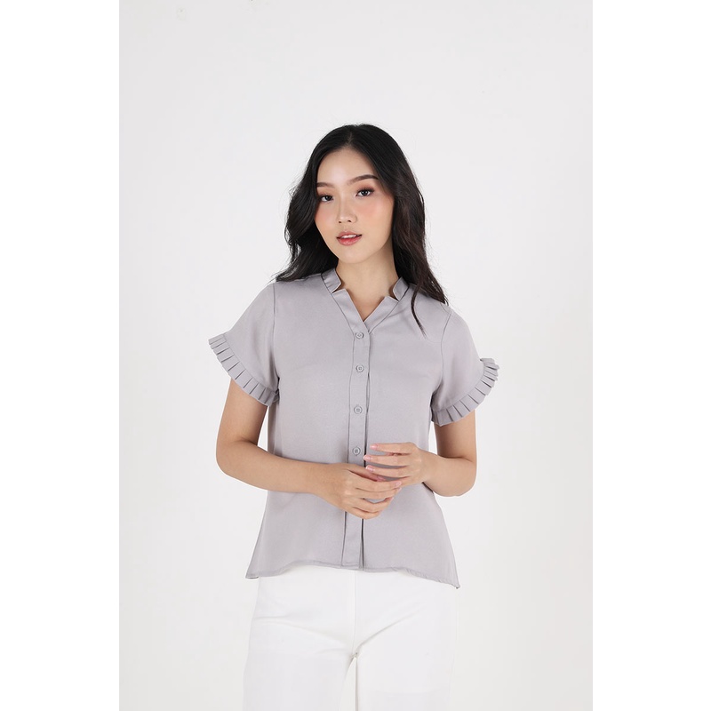 Sorabel - Dixasa Plain Pleats Blouse / Kemeja Wanita Lengan Pendek-2