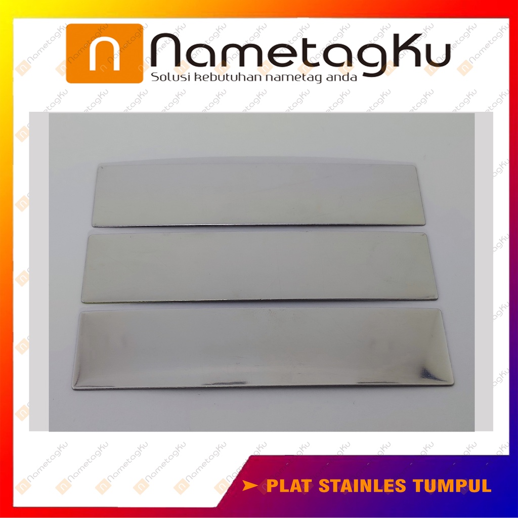 

Bahan Nama Dada /Namet Tag/ Papan Nama Plat Stainles Tumpul Tebal 0.35mm