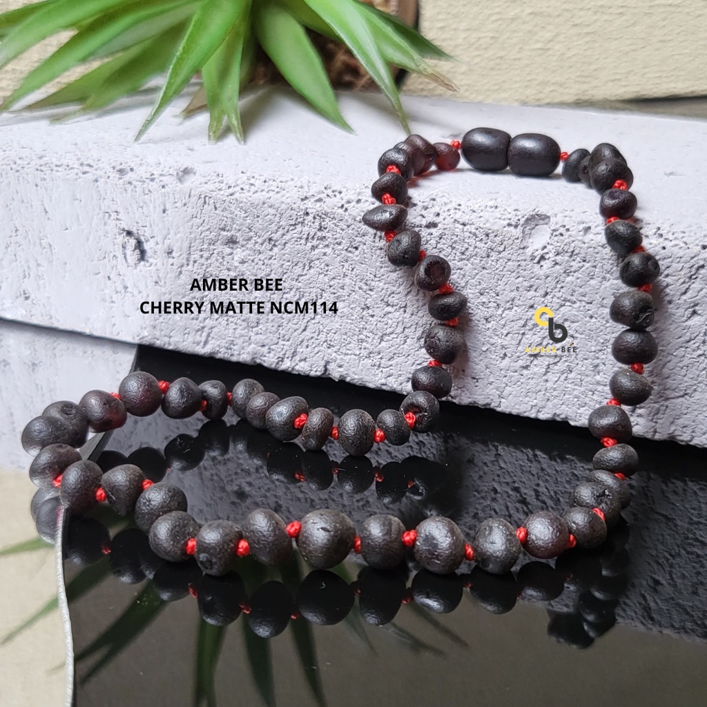 AMBERBEE Promo Kalung Amber Baby dan Anak Anti Sakit Gigi Premium Matte Dark Cherry NMDC114