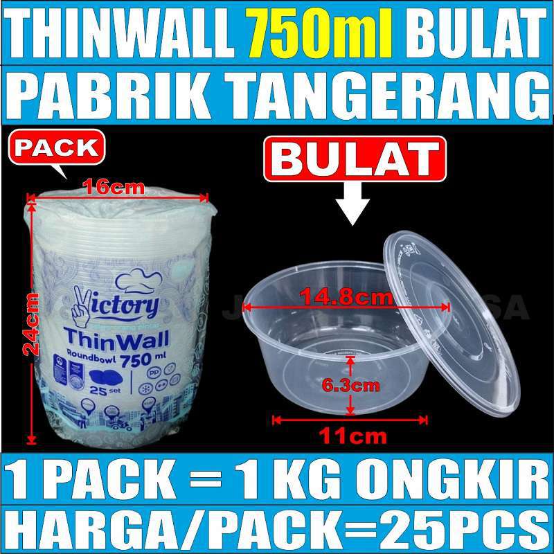 Jual Thinwall 750ml 25pcs Pack Bowl Mangkok 750 Ml Mangkuk Bulat Bakso