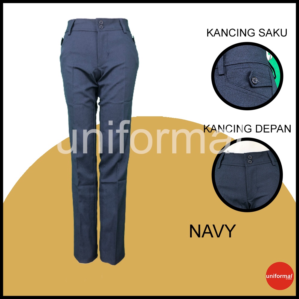 Celana Kantor Wanita Kerja Kancing Saku Ukuran S M L XL Bahan Gabardine Hitam Cream Abu Navy Mocca / Dasar / Formal / Kantor / Kantoran / Lurus / Slimfit / Termurah / Terlaris Murah