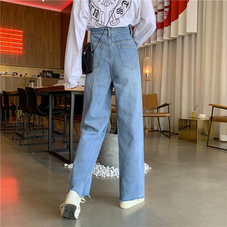 Celana Panjang Boyfriend Jeans Wanita Highwaist Biru Rawis Jeans