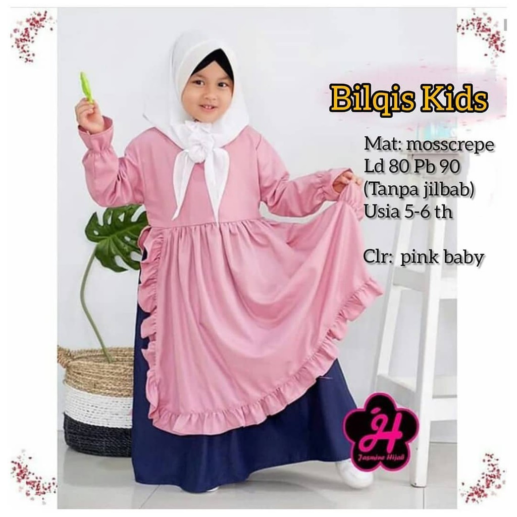 BILQIS KIDS SYAR'I Gamis Anak 5-6 tahun Panjang Trendy Modern Kids Baju Panjang Stelan Syar’i Polos