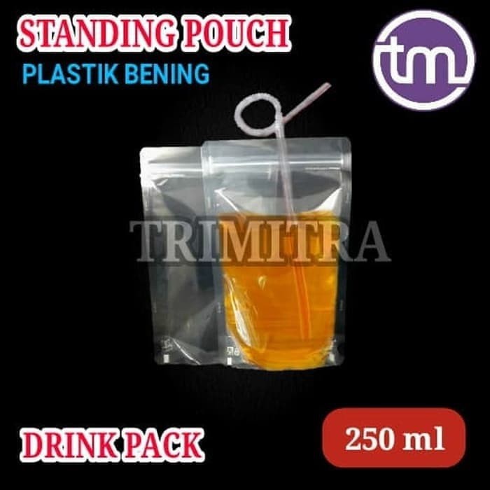 STRONGPACK 250ML STANDING POUCH PLASTIK KLIP BENING MINUMAN CAIRAN