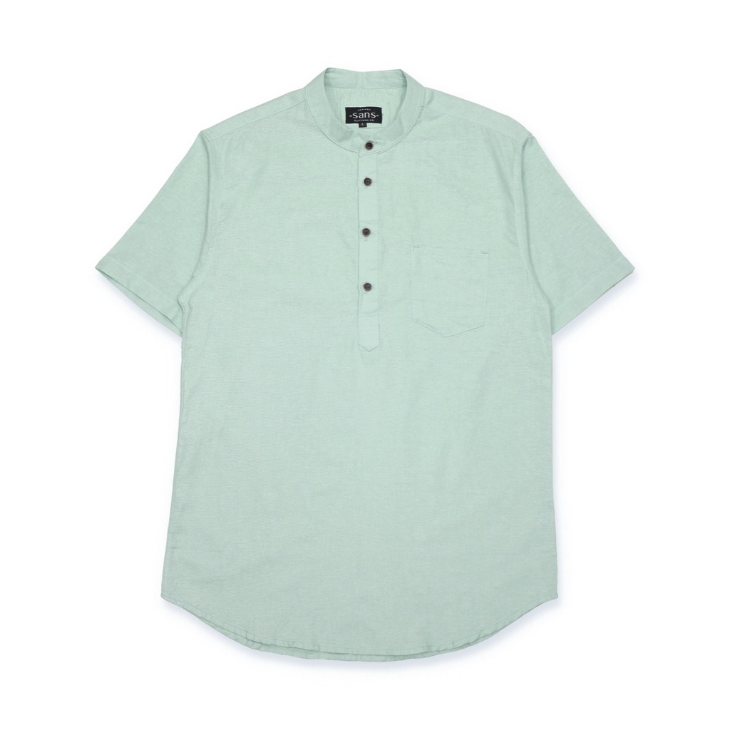 SANVANINA Kemeja Koko Shanghai Pria Slim Fit Lengan Pendek Mint Green - E-1424K