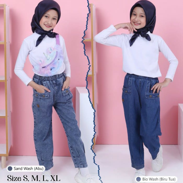 celana panjang jeans anak remaja perempuan 9 10 11 12 13 14 15 tahun